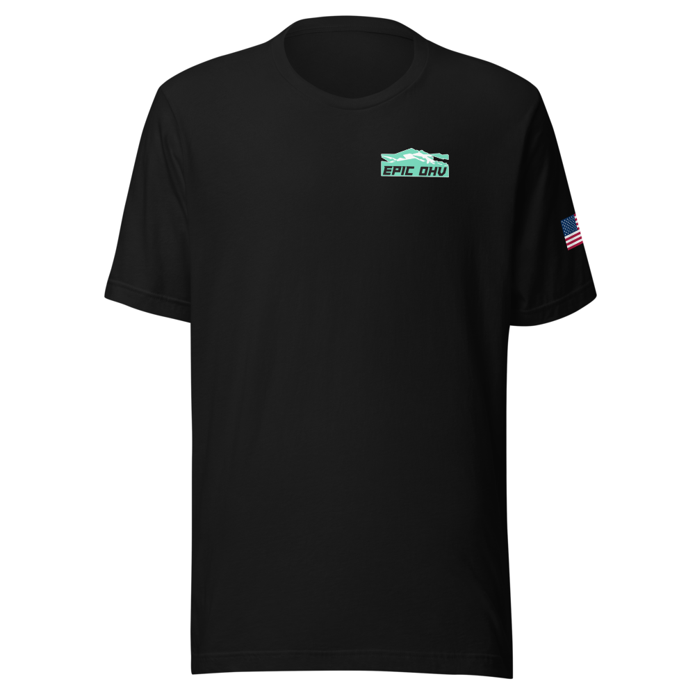 EPIC OHV OG tee — small left-chest logo and American flag sleeve