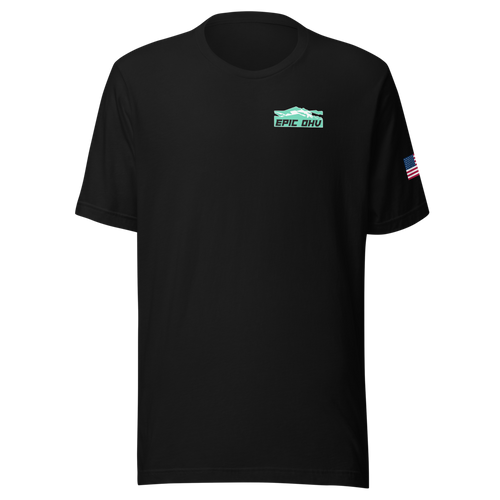 EPIC OHV OG tee — small left-chest logo and American flag sleeve