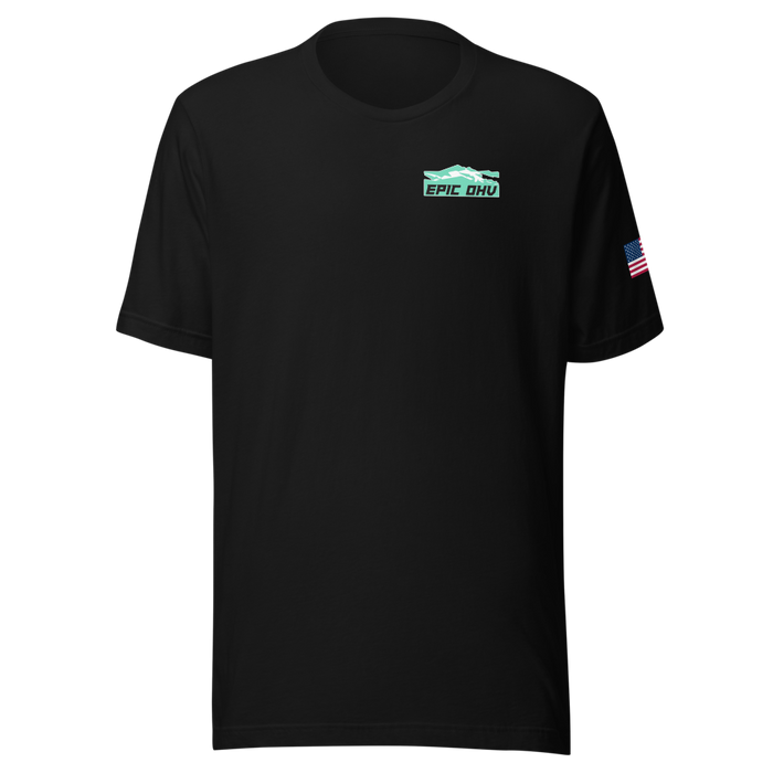 EPIC OHV OG tee — small left-chest logo and American flag sleeve