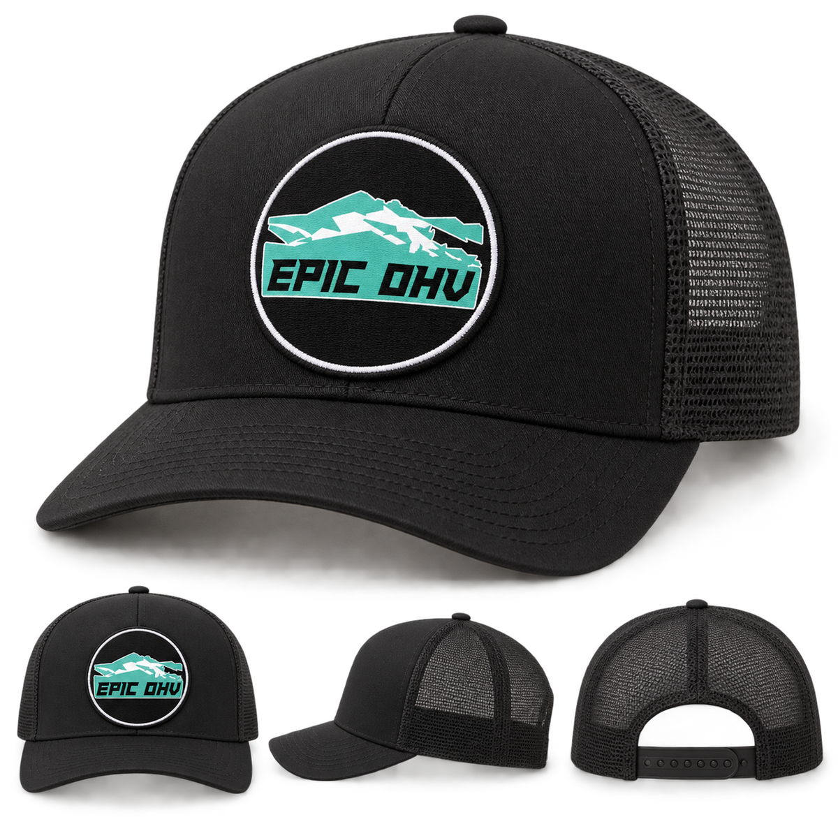 EPIC OHV OG circle patch trucker hat in black