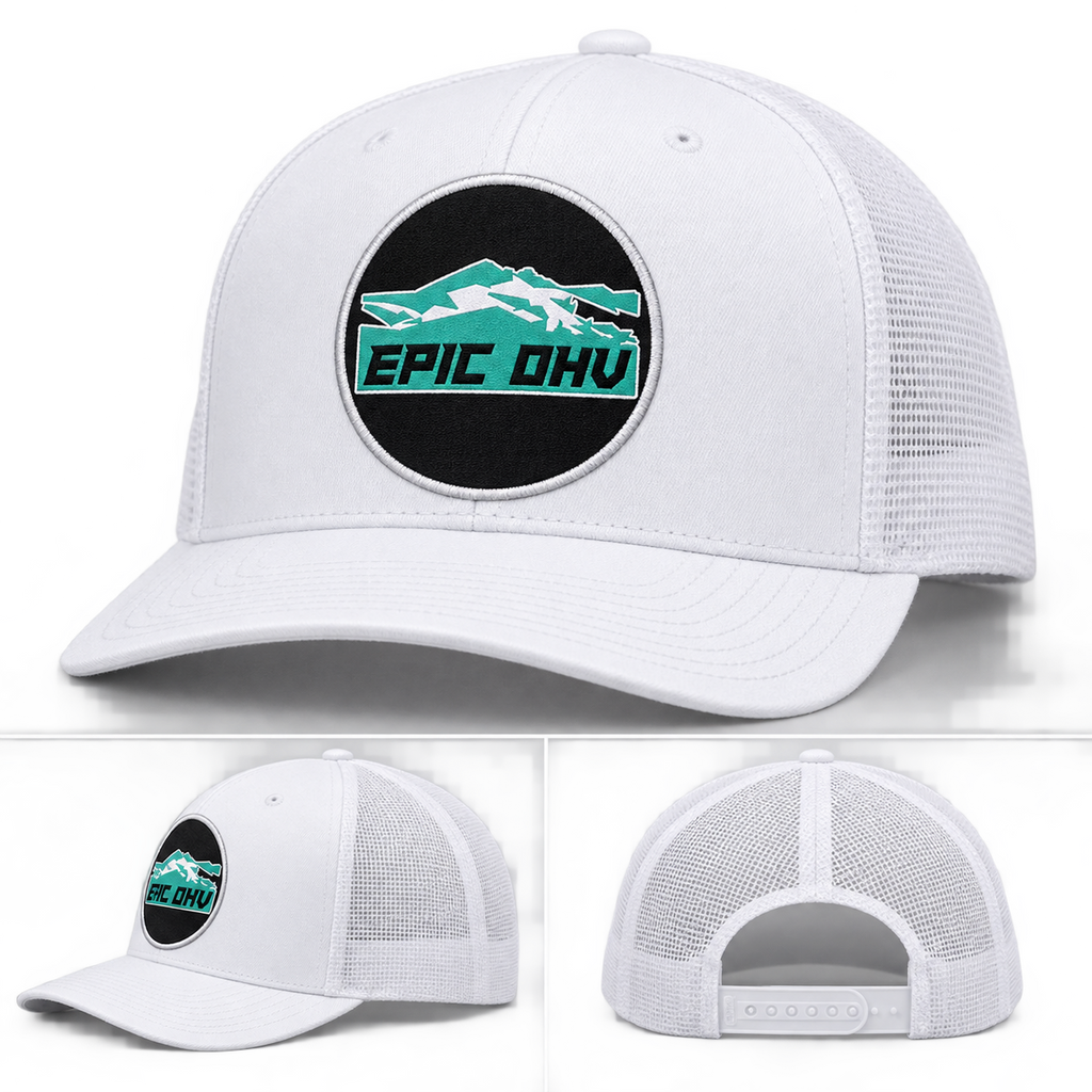EPIC OHV OG circle patch trucker hat in white