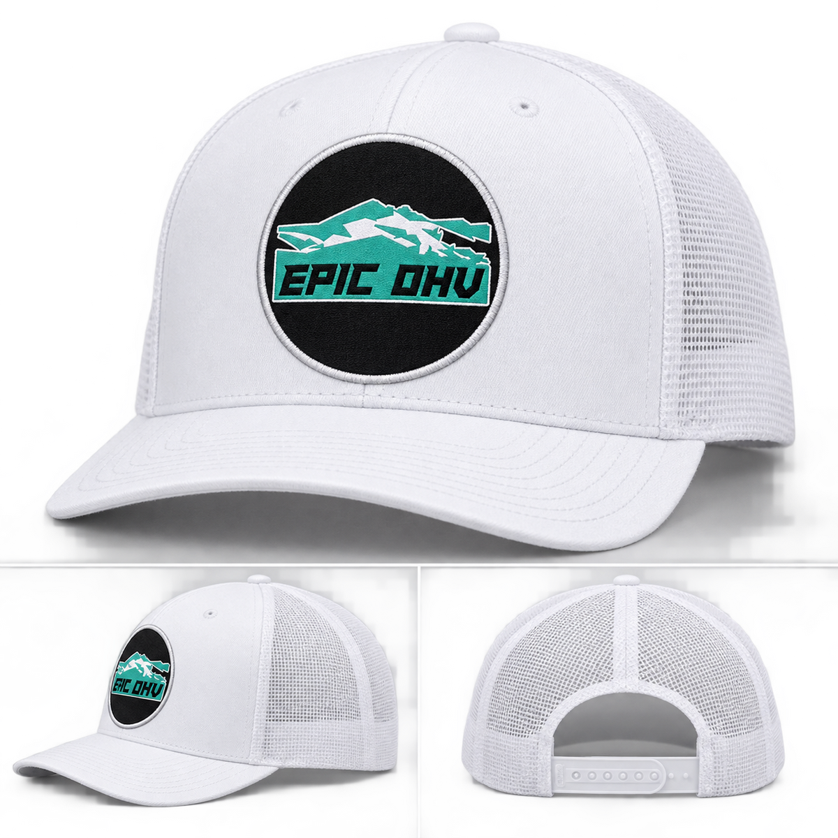 EPIC OHV OG circle patch trucker hat in white