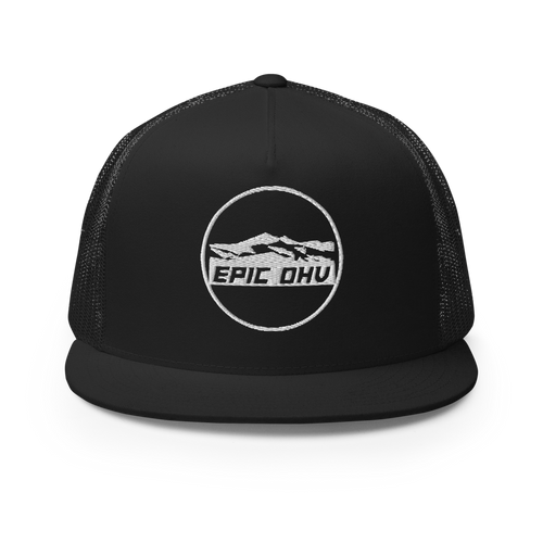 EPIC OHV OG Circle Patch Trucker Hat — Black — front supplier mockup